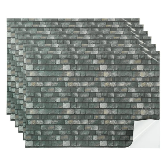 6 Pcs Dollhouse Wallpaper,1:12 Self-Adhesive Roof Shingle(Black Gray)