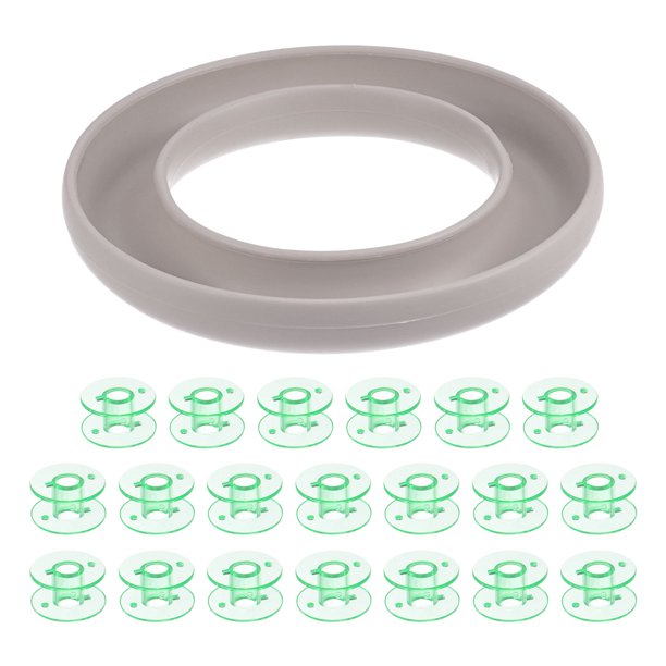 Silicona Bobina Anillo Soporte y 20 Plástico Bobinas Juego para Diario Costura Suministros, Beige/Verde