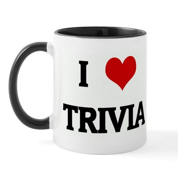 CafePress - I Love TRIVIA Mug - 11 oz Ceramic Mug - Novelty Coffee Tea Cup