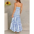 thumbnail image 5 of Elippeo Women's Long Tiered Dress Sleeveless Spaghetti Strap Square Neck Striped Print Dress Midi Slip Dress, 5 of 6