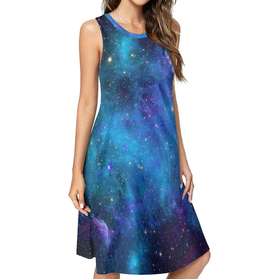 Beautiful space, stars, planets, cosmos Spring Summer Dresses for Women Fashion T-shirt Dress Casual Sleeveless Loose Sundress with Pockets