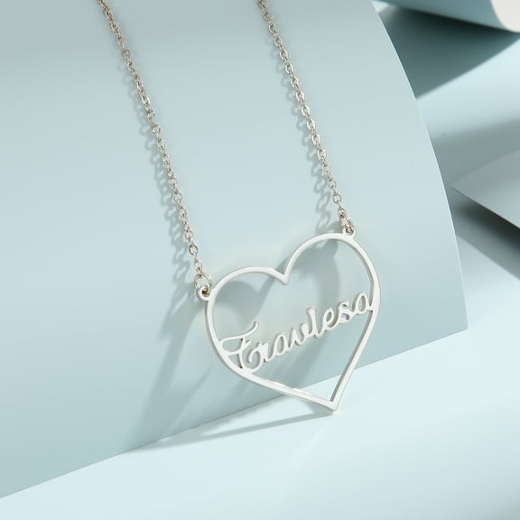 Custom Name with Heart Necklace for Women Stainless Steel Personalized Letter Pendant Chain Choker Jewelry Christmas Gift