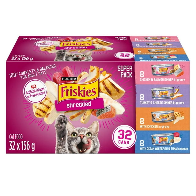 Friskies Shredded Super Pack, Wet Cat Food 32 X 156g