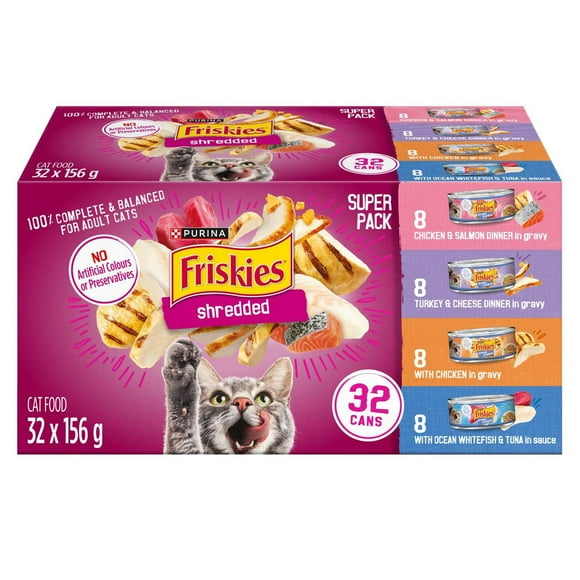 Friskies Shredded Super Pack, Wet Cat Food 32 X 156g