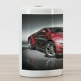 thumbnail image 3 of Cars Ceramic Toothbrush Holder, Modern Era Sports Car Designed for Spirited Performance and Fast Speed Racing Print, Decorative Versatile Countertop for Bathroom, 4.5" X 2.7", Grey Red, by Ambesonne, 3 of 4
