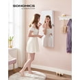 thumbnail image 3 of Wall-Mounted Jewelry Armoire with Lock, 2 Plastic Cosmetic Trays, Full-Length Mirror, White, Compact Organizer Unit, 3 of 10