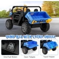 thumbnail image 4 of OLAKIDS 2 Seater Ride On UTV, 12V Kids Electric Vehicle Dump Truck with Remote Control, Dump Bed and Extra Shovel, Toddlers Battery Powered Car with Music, USB, AUX, Rocking Function (Blue), 4 of 10