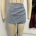 thumbnail image 2 of Bixock Casual Skirt for Women Mini Skirt Denim Wrap Crinkle High Waist Built In Short Liner Stretch Sturdy Fall Daily Street Outdoor Women Clothings, 2 of 6