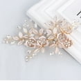 thumbnail image 4 of Light Rose Gold Wedding Clip Rhinestone Bridal Comb Barrette - Handmade Flower Clip Head Pieces for Women, Rose Gold, 4 of 4