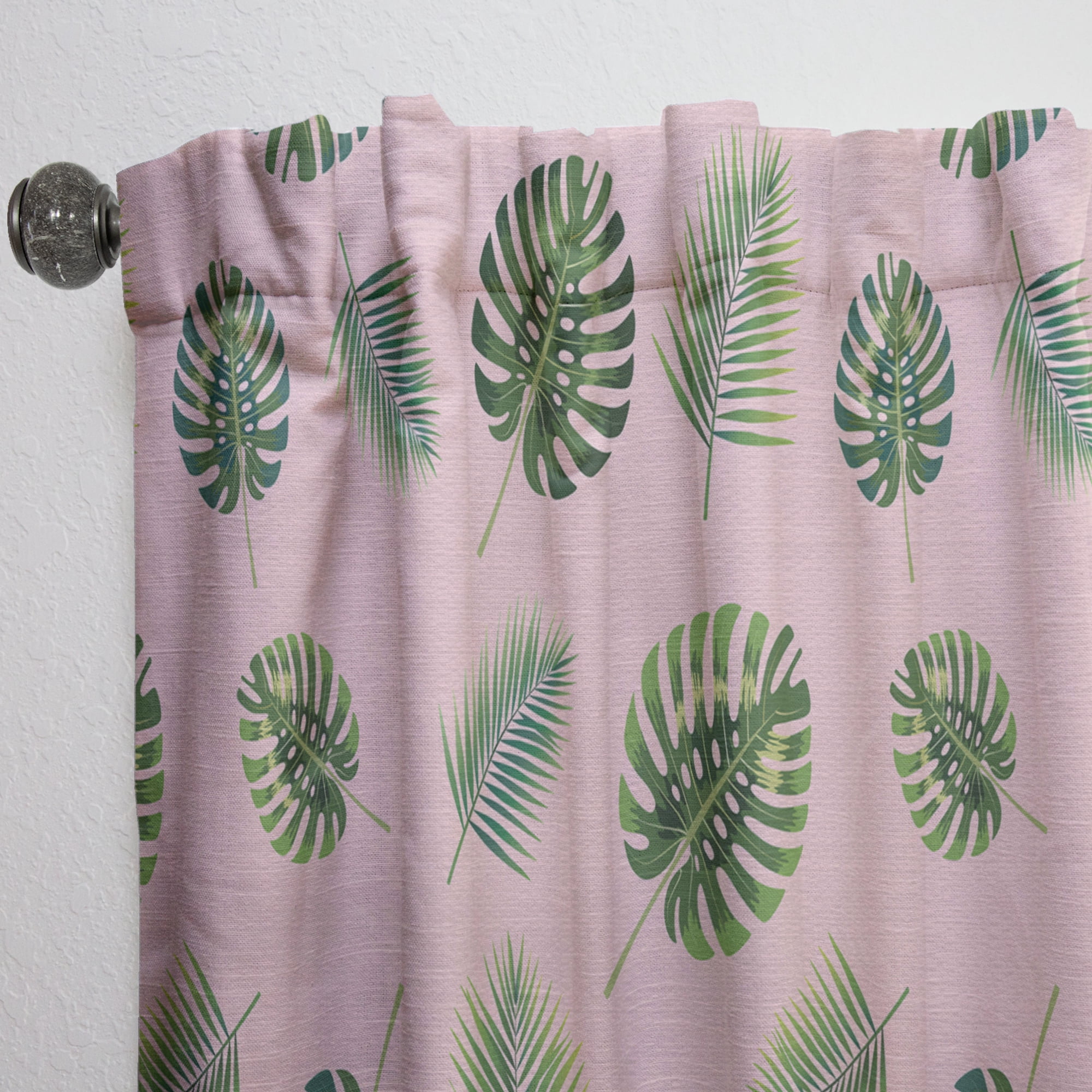 Designart 'Palm Tropical Leaves Retro Pattern' Mid-Century Modern Curtain Panel