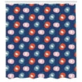 thumbnail image 3 of Peach Shower Curtain, Repeating Abstract Motifs of Taste Exotic Fruits Illustration Print, Fabric Bathroom Set with Hooks, 69W X 70L Inches, Dark Blue and Multicolor, by Ambesonne, 3 of 3