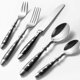 thumbnail image 1 of Cutlery set for 3 people - Rustic cutlery set made of stainless steel with black handles - Forged and heavy, 1 of 5
