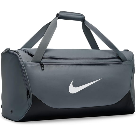 Nike Adult Gameday Brasilia X Training Duffel Bag (Medium,60L) | Mens and Womens / Gray/Black/White
