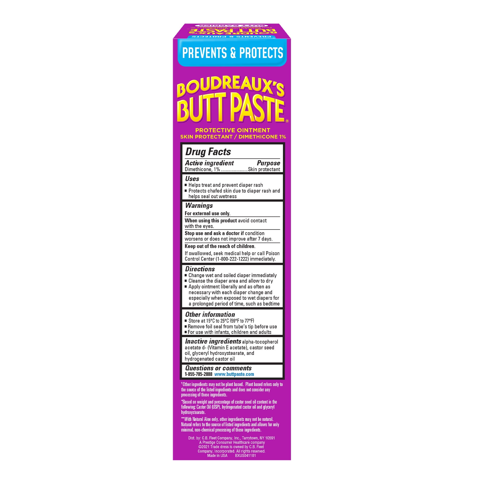 Boudreaux's Butt Paste Butt Barrier Diaper Rash Prevention Cream, Ointment for Infant, 4 oz