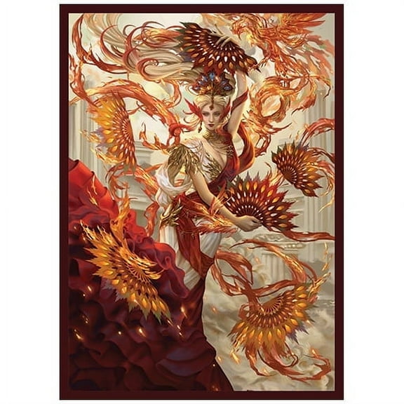 Fantasy North - Shyandra - Child of The Flames - 100 Smooth Matte TCG Card Sleeves - Fits Magic MTG Commander Pokemon and other Card Games - Playing Card Sleeves