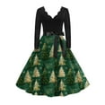 thumbnail image 6 of Christmas Dresses for Women Women's Fashion Round Casual Slim Fit Christmas Print Large Swing Long Sleeve Dress with V Neck for Holiday Party,Army Green,L, 6 of 6