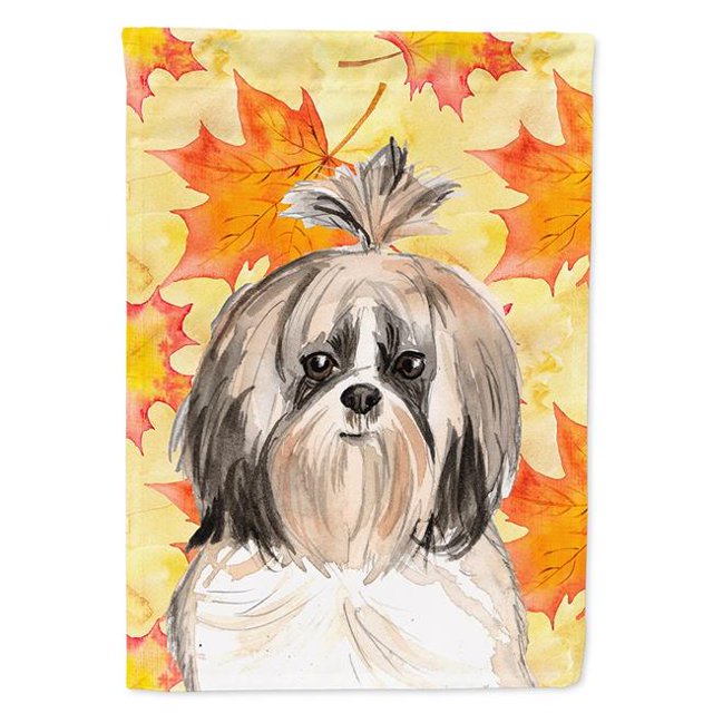 Carolines Treasures CK1826CHF Automne Feuilles Shih Tzu Drapeau Toile Maison Taille
