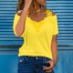 thumbnail image 2 of moda de moda de encaje con cuello en v jersey de manga corta top color sólido camiseta casual amarillo / s, 2 of 6