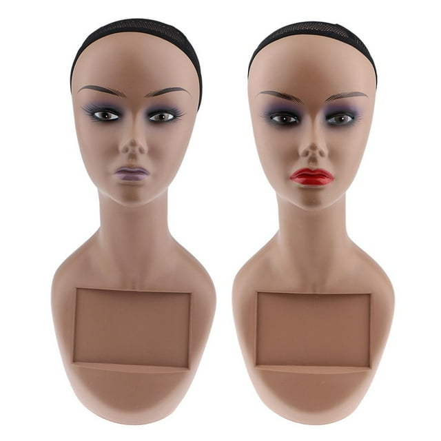 2x Maniquí Femenino Cabeza Maniquí Busto / Maquillaje Para La Exhibición De La Joyería Del Sombrero De La Peluca jinwen Busto de cabeza de maniquí