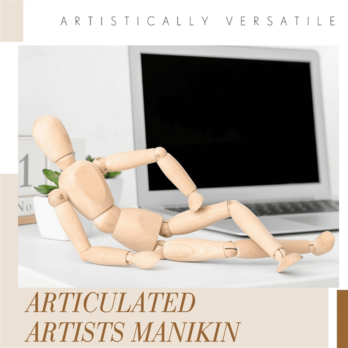 4 Pcs Posable Wooden Mannequin Figure Wood Human Model Drawing Figure for Sketching Painting Christmas Desk Decor