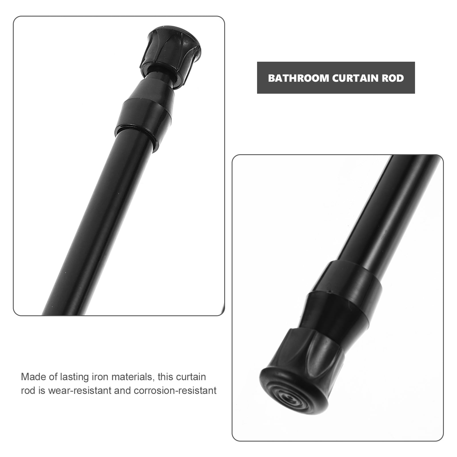 ATRISS 2 Pcs Curtain for Bathroom Shower Clothes Hanger Bar Rod Black Pole Multifunction Iron