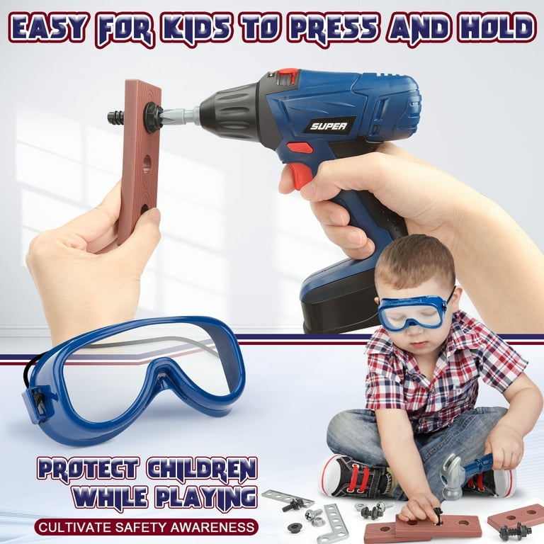  Electronic Power Drill Toy Tools, Kids Tool Set Pretend Play,  Construction Tool Toys with Realistic Light, Sound & Action, Preschool Play  Tools Model, Gifts for Children Toddler Boy Girl : Toys