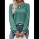 thumbnail image 3 of Camisas de Larga para Mujer, Moda Otoño 2025, Blusas Elegantes e Informales, Blusas Tipo Túnica Plisadas con Cuello Redondo. Verde XL, 3 of 10