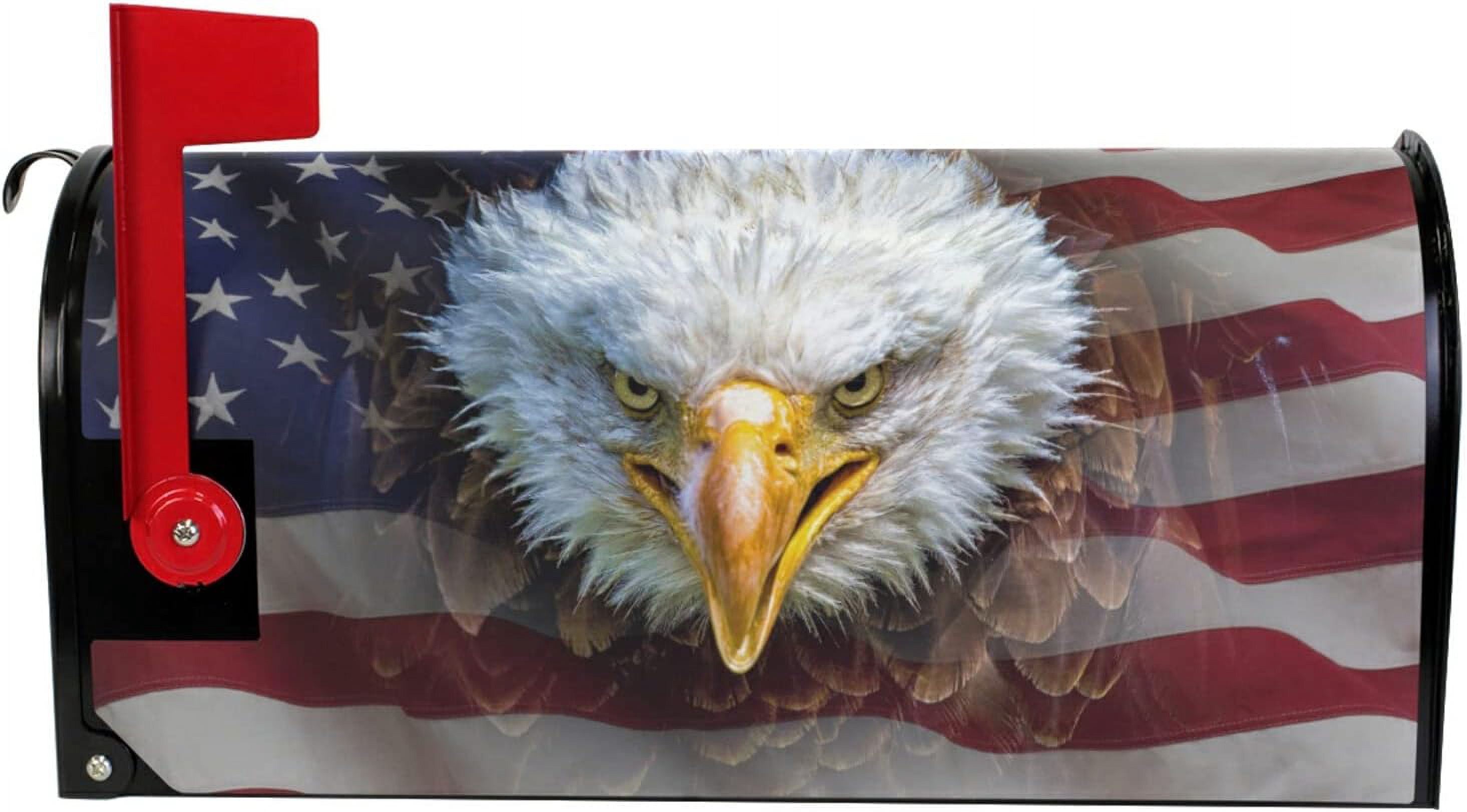 Patriotic Eagle Mailbox Covers Magnetic USA American Flag Mailbox Cover Oversized 25.5" X 21" Mailbox Wraps Post Letter Box Cover Garden Decorations
