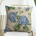 thumbnail image 7 of Farmhouse Pillow Cover Blue Hydrangea Wildflower Spring Cushion Covers Watercolor Blue Hydrangea Flowers Cooling Pillowcase Decoration for Sofa Couch 18"x18", 7 of 7