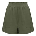 thumbnail image 6 of Linen Shorts for Women Summer Casual Elastic High Waist Wide Straight Leg Loose Fit Lightweight Beach Shorts with Pockets, 6 of 7