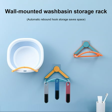 

XinYux Springback Washbasin Hanger Wall Mounted Plastic Waterproof Hook Washbasin Stand for Home