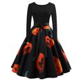 thumbnail image 1 of Vestidos de Halloween para mujer, vestido de cóctel de manga larga, disfraz de fiesta estampado, 1 of 7