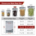 thumbnail image 2 of BELLE KR® 5x8 Mylar Bags for Food Storage - Pack Of 100-7.5mil Thickness - Stand Up Clear Mylar Bags with Window - Resealable Bags for Packaging - Labels Included, 2 of 7