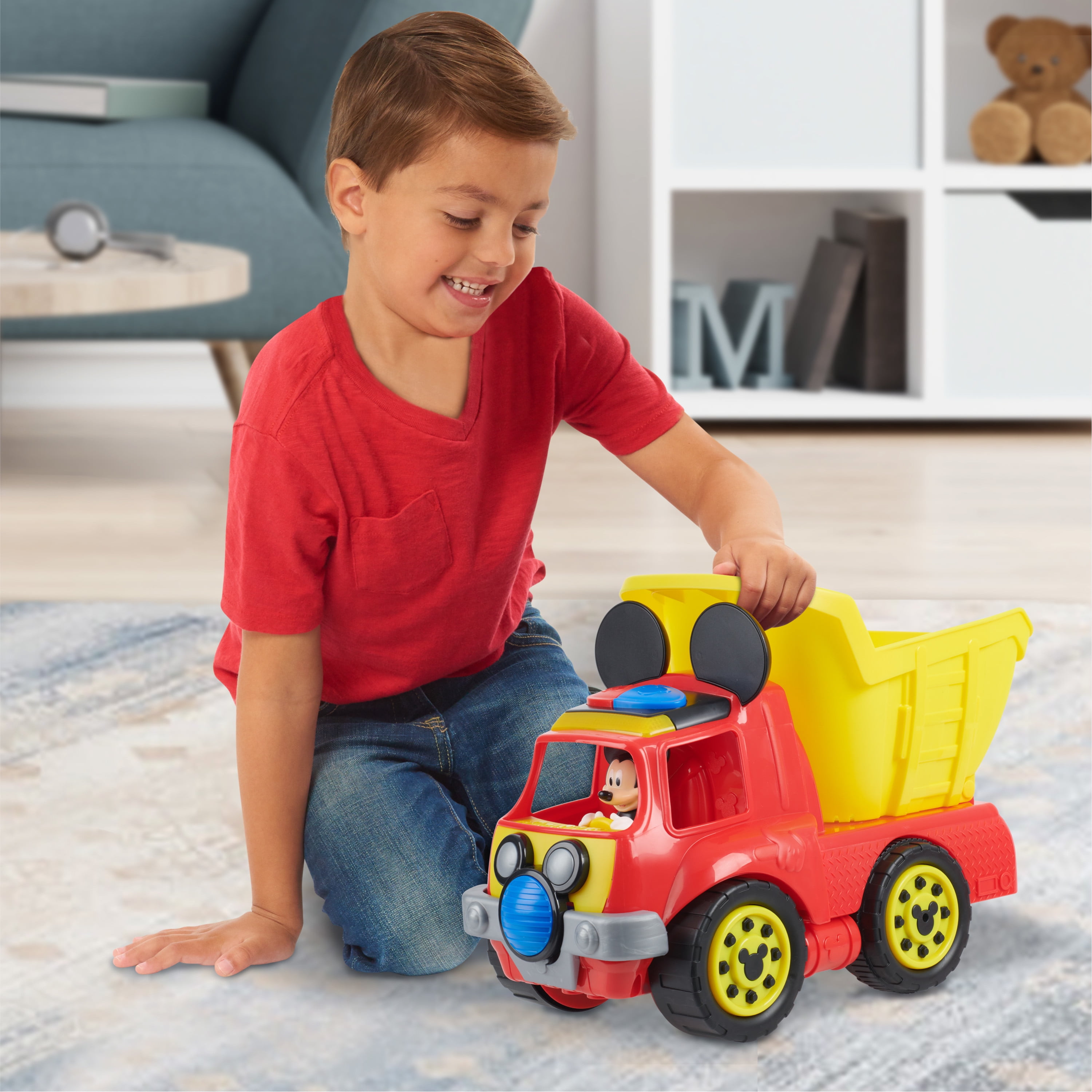 Disney Junior Mickey Mouse Funhouse Wacky Wheeler Dump Truck, Interactive Toy Construction Vehicle with Lights and Sounds,  Kids Toys for Ages 3 Up, Gifts and Presents