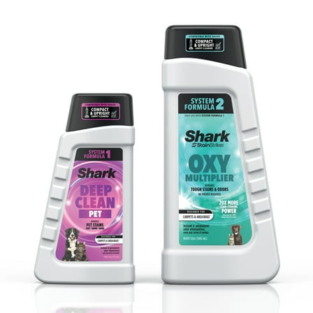 Shark StainStriker Carpet Cleaner Pet Bundle, 32oz OXY Multiplier Formula & 16oz Deep Clean Formula