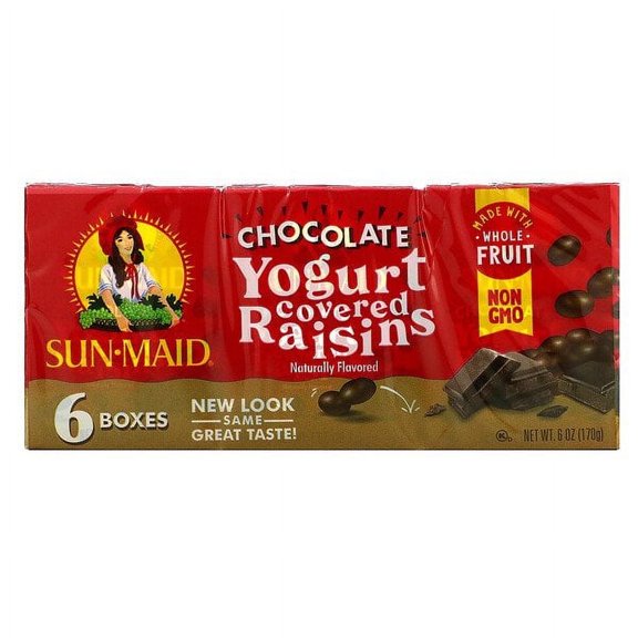 Sun-Maid, Yogurt Covered Raisins, Chocolate, 6 Boxes, 1 oz (28.3 g) Each Pack of 2