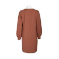thumbnail image 2 of London Times Collared Crew Neck long Sleeve Banded Cuff’s Zipper Back Solid Shift Crepe Dress-CEDAR / 4, 2 of 8