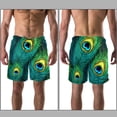 thumbnail image 3 of luoweisi Men's Beach Shorts Quick Dry Swim Trunks with Mesh Lining Peacock Feather L, 3 of 5