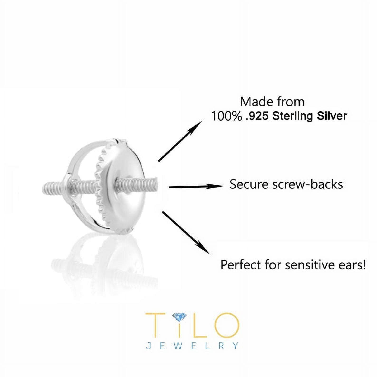 Tilo Jewelry 925 Sterling Silver Micro-Pave Set CZ Round Stud Screw-back Earrings - Men, Women, Unisex