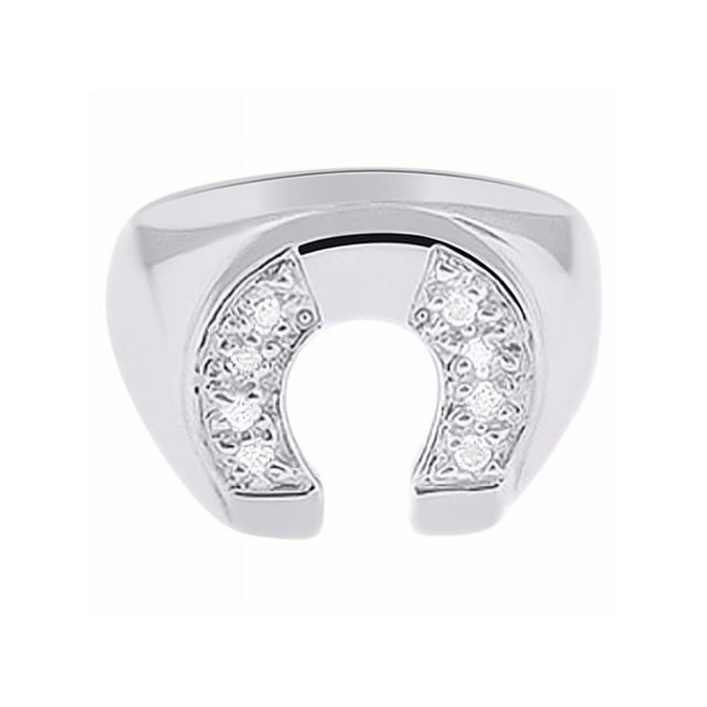 RYLOS Men's Rings 14K White Gold Designer Lucky Horseshoe Ring with Diamonds – Men's Jewelry Gold Rings Size 10