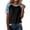 Black, variant on Everyday Wear Casual T-Shirt for Women Fashion Bold Stitching Patchwork Denim Crew Neck Short Sleeve Tee Versatile Daily Loose Fit Blouse Summer Tops for Women(Color Purple Size 2XL)