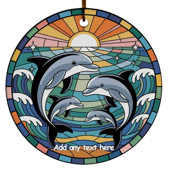 Dolphins Family of 4 Ornament – Custom Text Ornament to Celebrate First Christmas, Perfect for Parents, Kids or Couples, Christmas 2025, Gift for Families and Member