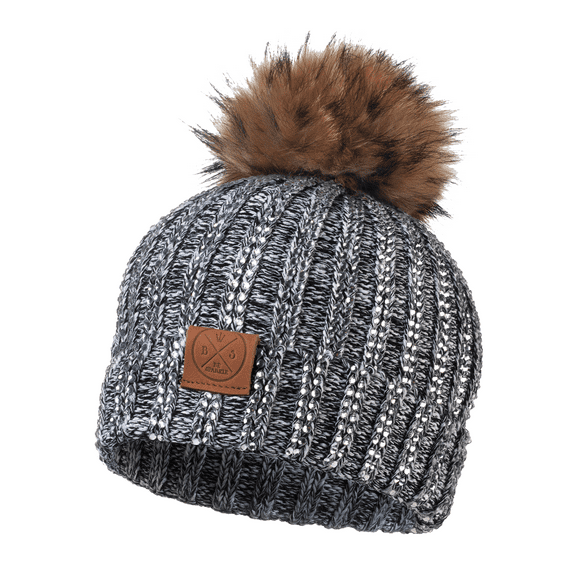 Be Sparkle Rhinestone Pom-Pom Beanie Hat for Women, Winter Accessories Adult (Gray)