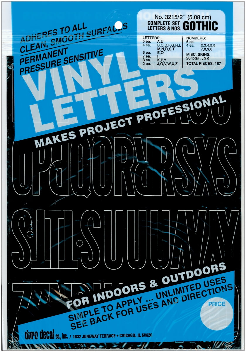 Permanent Adhesive Vinyl Letters & Numbers 2' 167/Pkg-Black