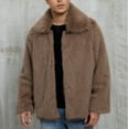 thumbnail image 6 of safuny Men's Faux Fur Coat Winter Warm Lapel Furry Faux Fur Jacket Long Sleeve Cardigans Casual Outerwear Brown L, 6 of 8