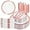 Rose Gold, variant on 350PCS Rose Gold Plastic Plates - Clear with Rose Gold Rim for 50Guests Dinnerware - Include 100 Plates disposable 150 PCS lverware 50 Napkins for Wedding&Party