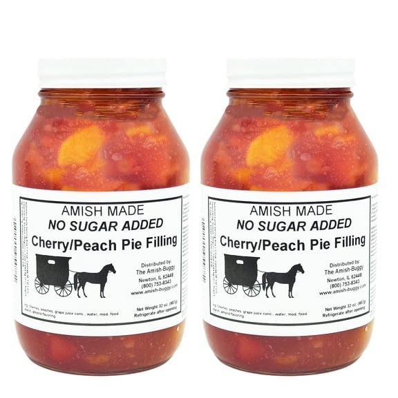 Amish Cherry Pie Filling and Topping, Two 32 Oz Jars