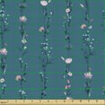 thumbnail image 2 of Ambesonne Floral Fabric by the Yard Upholstery, Rhythmic Flowers and Leaves, 1 Yard, Dark Turquoise Pale Pink, 2 of 5