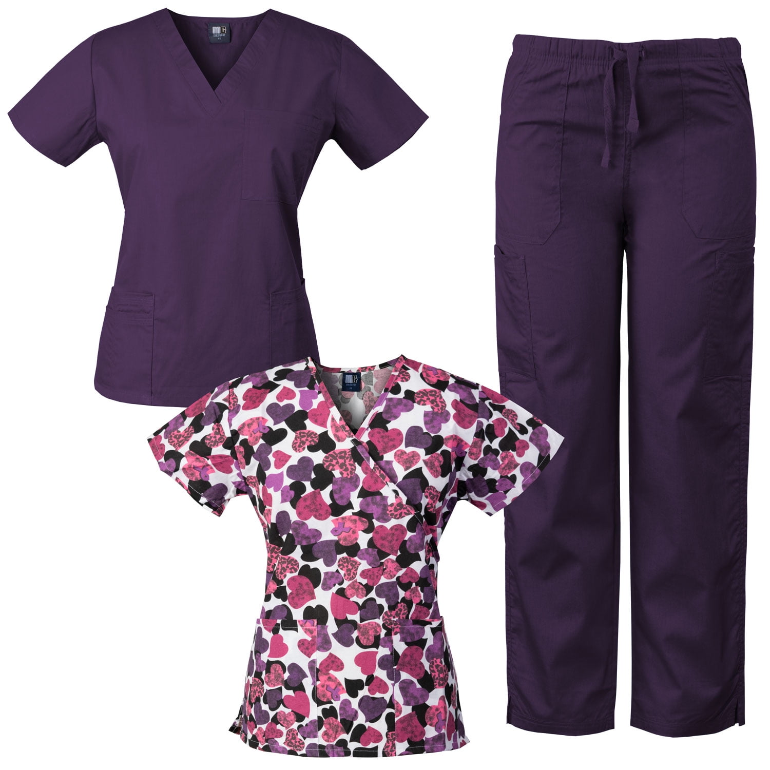 Download Medgear - Medgear Womens Scrub Set and Mock-Wrap Print Top Combo Medical Uniform - Walmart.com ...