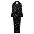 thumbnail image 4 of mgoYE Christmas Pajamas for Family Silk Satin Holiday Matching Pajamas Sets Long Sleeve Button Comfy Loungewear Sets(Black,XL), 4 of 6